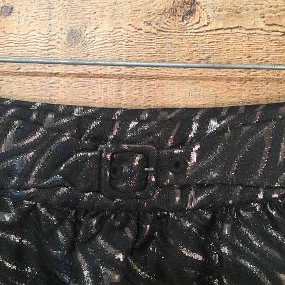 Tibi NY A Line Mini Skirt Sz 6 Black & Metallic - Picture 3 of 7